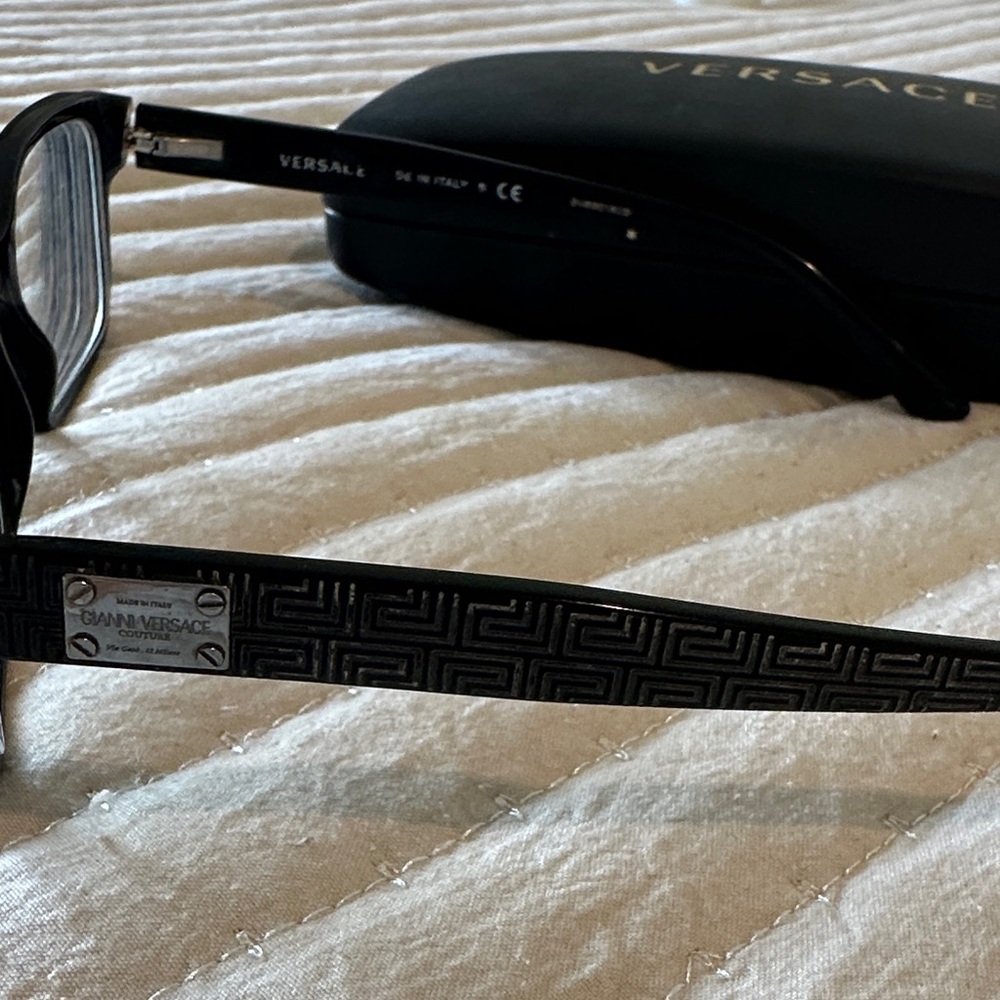 Versace Black Rectangular Eyeglasses With Case - image 2